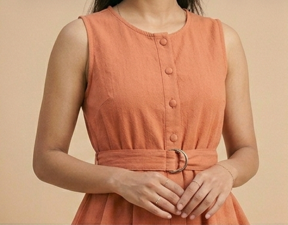 The Terracotta Cotton-Linen Peplum Top