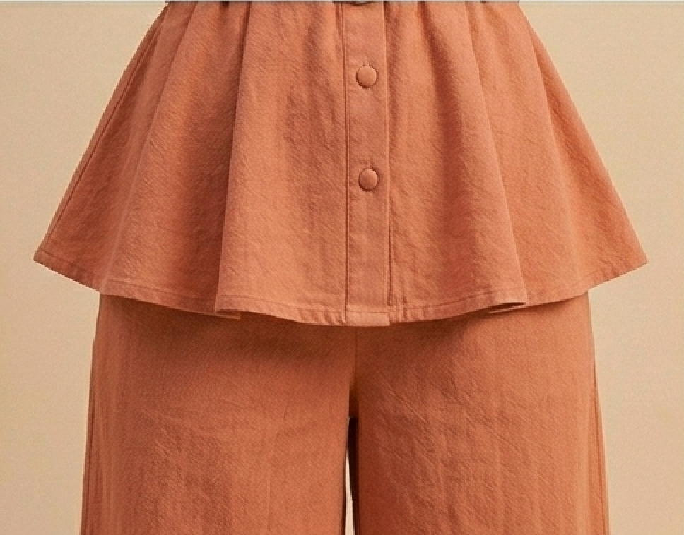 The Terracotta Cotton-Linen Peplum Top